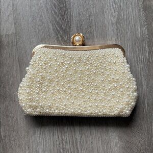 Elegant Pearl-Embellished Clutch
